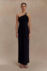 Philippa Knotted Crepe Maxi Dress Black