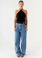 Mason Halter Neck Top Black