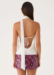 Malayah Sequin Mini Skort Plum