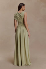 Ayeshya Slinky Asymmetric Maxi Dress Sage