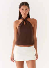 Maddox Scarf Top Chocolate