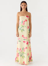 Bronte Strapless Maxi Dress Lemon Soleil