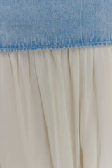 Tully Chiffon Denim Maxi Skirt 80S Blue