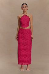 Kensley Broderie Midi Skirt Dragonfruit