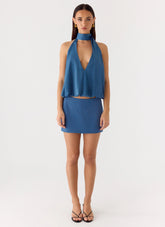 Do It Again Mini Skirt Washed Navy