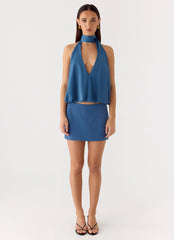 Do It Again Mini Skirt Washed Navy