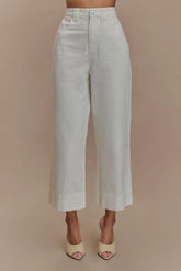 Kaitlyn Cropped Wide Leg Jeans White