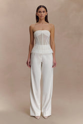 Fatima Satin Straight Leg Pant White