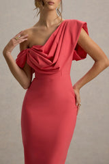 Angelina Pink Draped Shoulder Maxi Dress