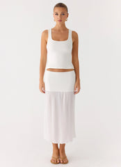 Connect My Heart Midi Skirt White