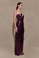 Winston Strapless Sequin Maxi Dress Plum