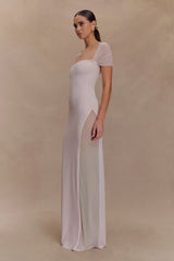 Wyatt Slinky And Mesh Maxi Dress Pale Pink