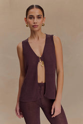 Malani Knit Top With Hardware Chocolate