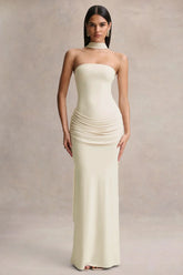 Graciella Stone Bandeau Maxi Dress With Draped Detailing And Scarf