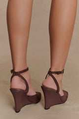 Kaleen Faux Suede Wedge Heel Chocolate