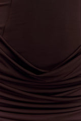 Mattea Slinky And Mesh Mini Dress With Scarf Dark Chocolate