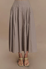 Mae A Line Midi Skirt Pebble Brown