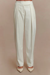 Penelope Pleated High Waisted Pants Ivory