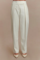 Penelope Pleated High Waisted Pants Ivory