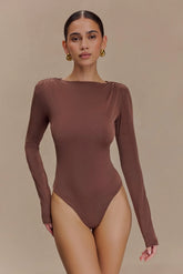 Elsie Shoulder Pad Bodysuit Chocolate