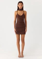 Paloma Days Beaded Scarf Mini Dress Chocolate
