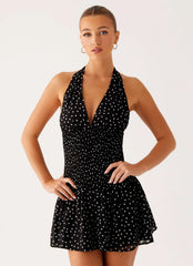 Holden Mini Dress Black Polka Dot