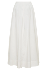 River Gathered Maxi Skirt White