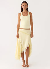 Suay Asymmetrical Midi Skirt Yellow