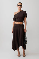 Luu Slinky Midi Skirt Dark Chocolate