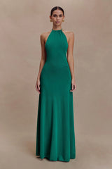 Meg Halter Tassel Maxi Dress Emerald
