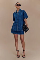 Maya Oversized Denim Shirt Dark Blue