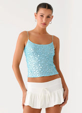 French Exit Sequin Top Blue