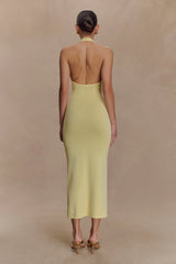 Ovina Halter Neck Knit Midi Dress Lemon
