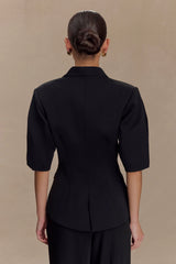 Opal Puff Sleeve Suiting Top Black