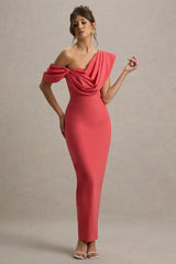 Angelina Pink Draped Shoulder Maxi Dress