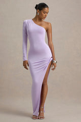 Astra Lavender One Shoulder Asymmetric Maxi Dress