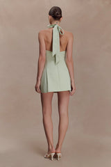 Nelly Halter Neck Cotton Mini Dress Sage