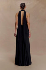 Juliet Slinky Maxi Dress With Scarf Black