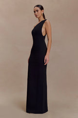 Milena One Shoulder Crepe Maxi Dress Black