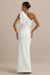 Kiri White One Shoulder Bow Maxi Dress