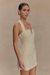 Ebony Embroidered Denim Mini Dress Cream