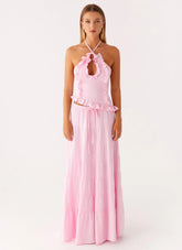 Mariella Linen Maxi Skirt Pink