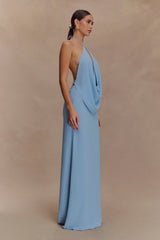 Katalina Chiffon Cowl Halter Top Sky Blue