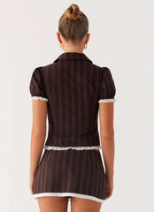 Janette Low Rise Micro Mini Skort Toffee Stripe