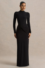 Alula Black High Neck Maxi Dress With Twist Detail