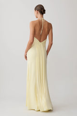 Maely Gathered Slinky Maxi Dress Lemon