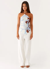 Julissa Halter Top Bloom Wave Print