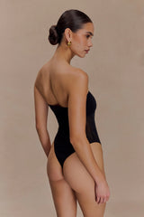 Aoife Strapless Mesh Bodysuit Black