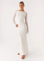 Ethereal Long Sleeve Maxi Dress Ivory
