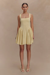 Sharon Scuba Jersey Mini Dress Pastel Lemon
